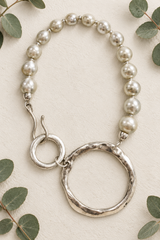 Silver Pearl Loop Necklace