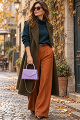 Lilac Top Handle Patent Clutch Bag