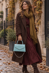 Tiffany Blue Top Handle Patent Clutch Bag