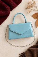 Tiffany Blue Top Handle Patent Clutch Bag