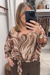 Cream Francine Printed Tie Top