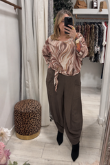 Cream Francine Printed Tie Top