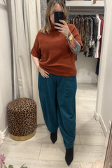 Rust Anna Short Sleeve High Neck Jumper