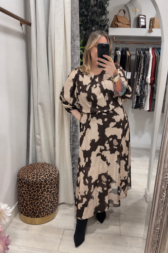 Cream Tessa Printed Dress