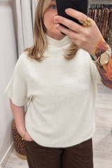 Winter White Anna Short Sleeve High Neck Jumper