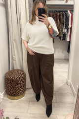 Winter White Anna Short Sleeve High Neck Jumper