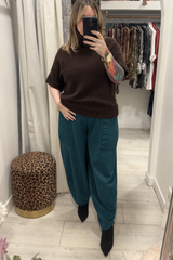 Chocolate Brown Anna Short Sleeve High Neck Jumper