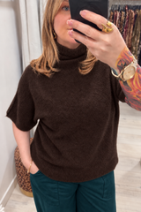 Chocolate Brown Anna Short Sleeve High Neck Jumper