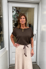 Chocolate Brown Molly Slash Neck Top