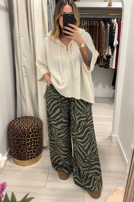 Audrey Khaki And Black Balloon Leg Tiger Jogger Trousers