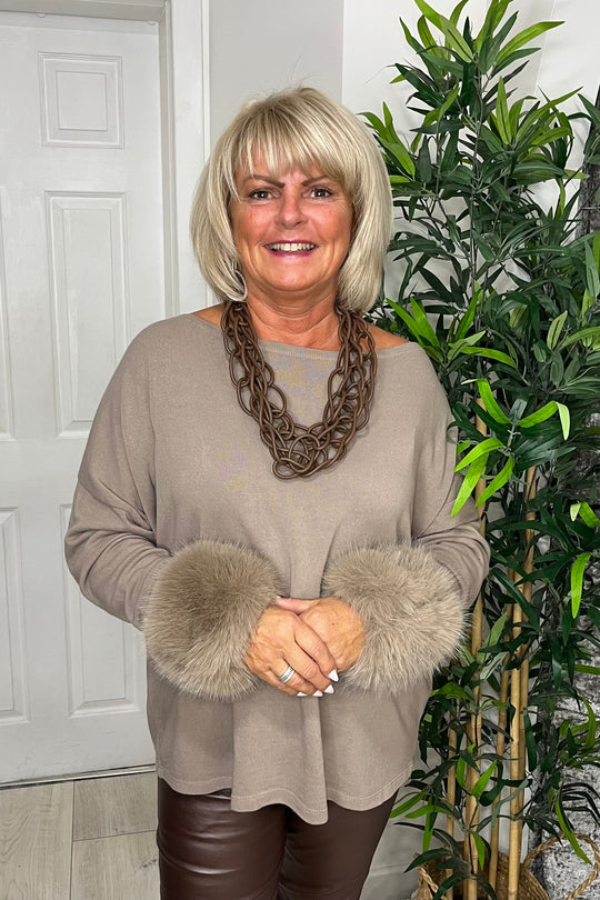 Taupe Fluffy Cuffs