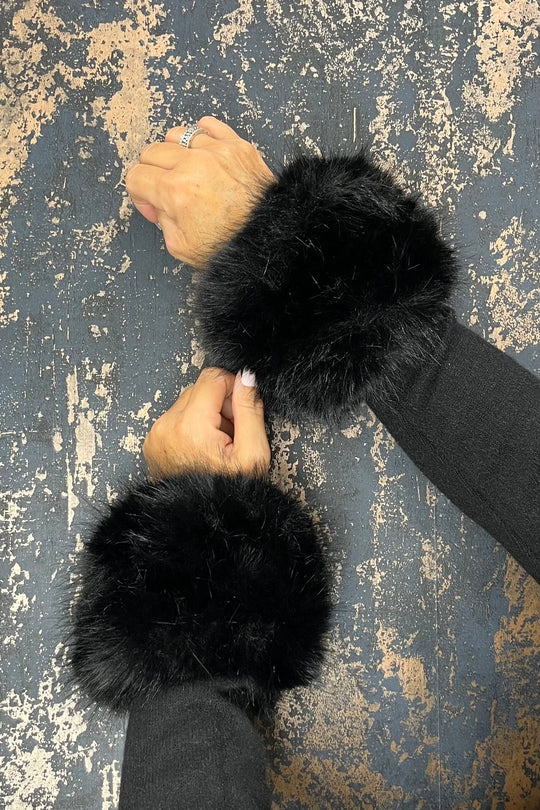 Black Fluffy Cuffs