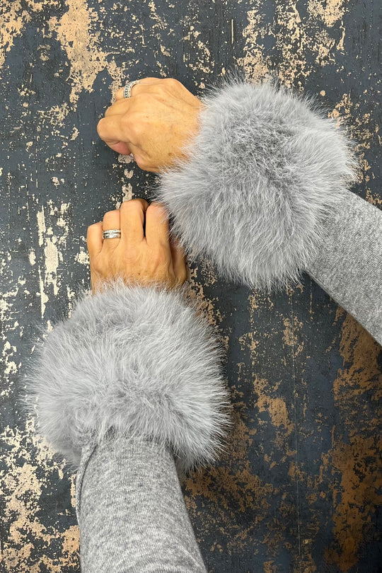 Grey Fluffy Cuffs