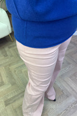 Cobalt Blue Asymmetric Short Sleeve Slouch Knit Top