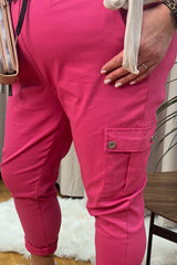 Fuchsia Pink Curvy Cargos