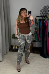 Camo and Leopard Print Cargos