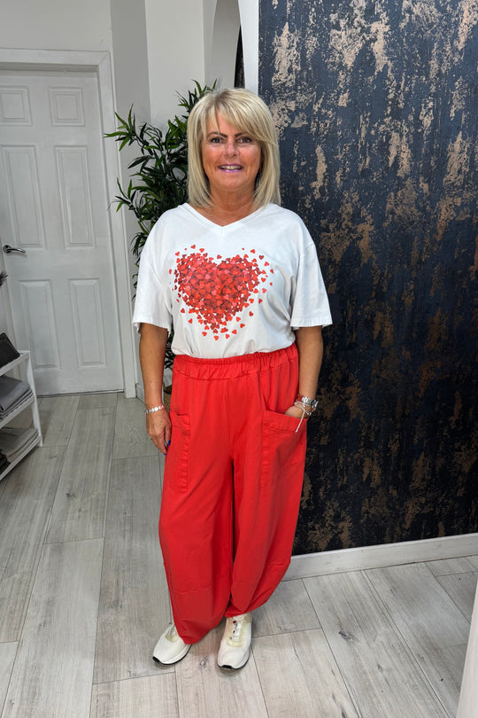 Red Cotton Cocoon Trousers