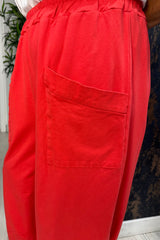 Red Cotton Cocoon Trousers