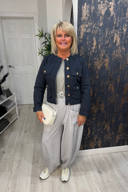 Dove Grey Cotton Cocoon Trousers