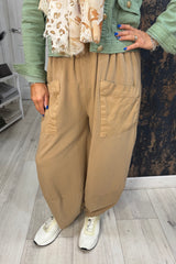 Camel Cotton Cocoon Trousers