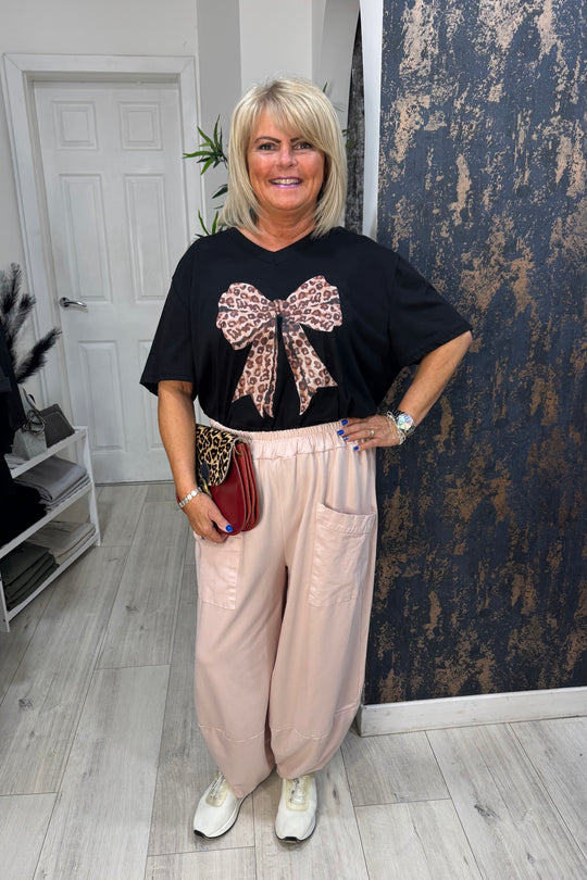 Salmon Pink Cotton Cocoon Trousers