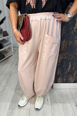 Salmon Pink Cotton Cocoon Trousers