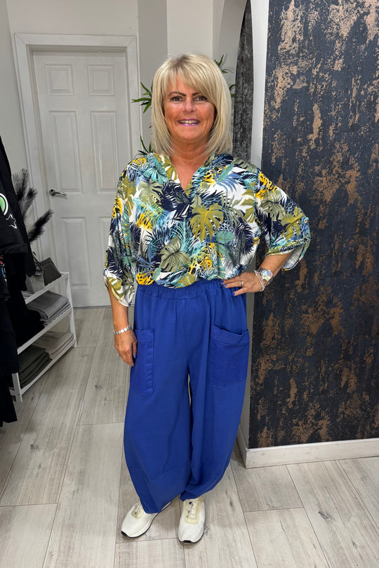 Cobalt Blue Cotton Cocoon Trousers