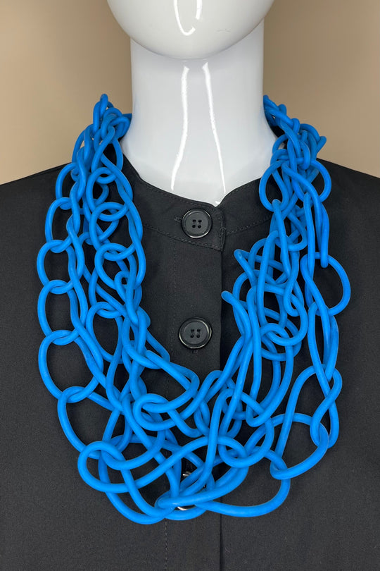 Electric Blue Short Chain Rubber Necklace