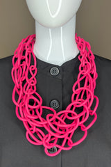 Fuchsia Pink Short Chain Rubber Necklace