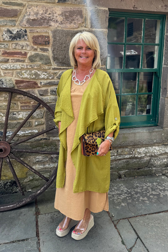 Olive Green Waterfall Cover Up