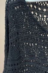 Black V-Neck Crochet Jumper