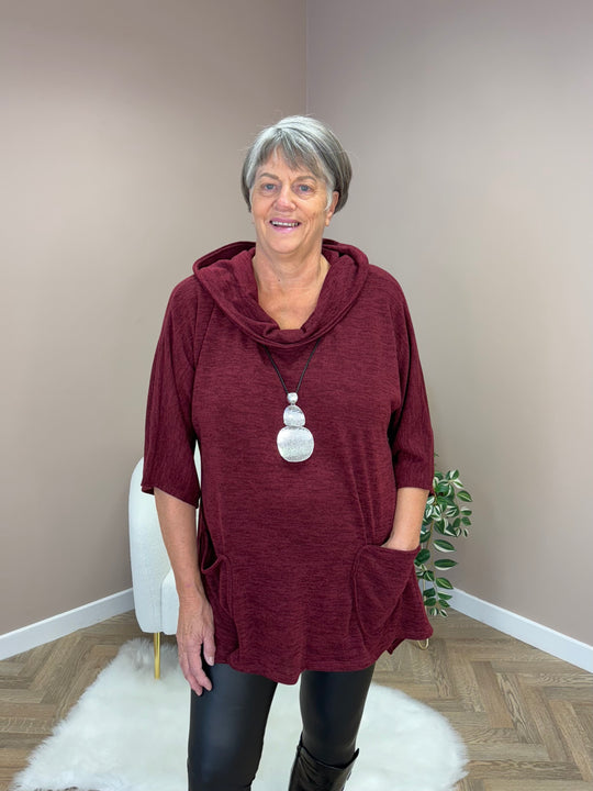 Burgundy Hooded Tunic