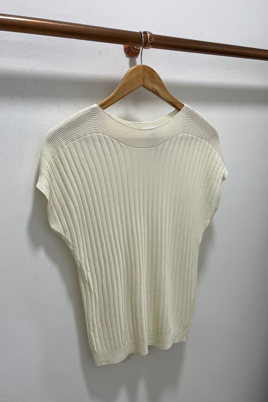 Cream Ribbed Top