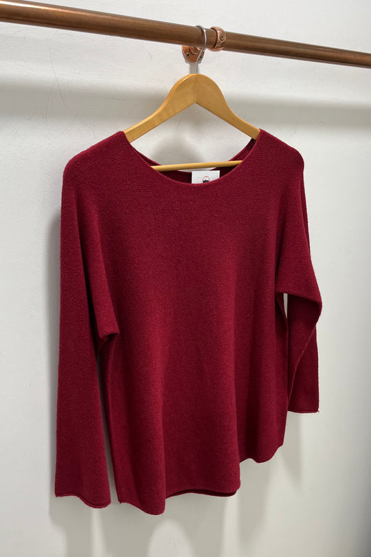 Burgundy Plain Knitted Jumper