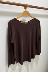 Chocolate Brown Plain Knitted Jumper