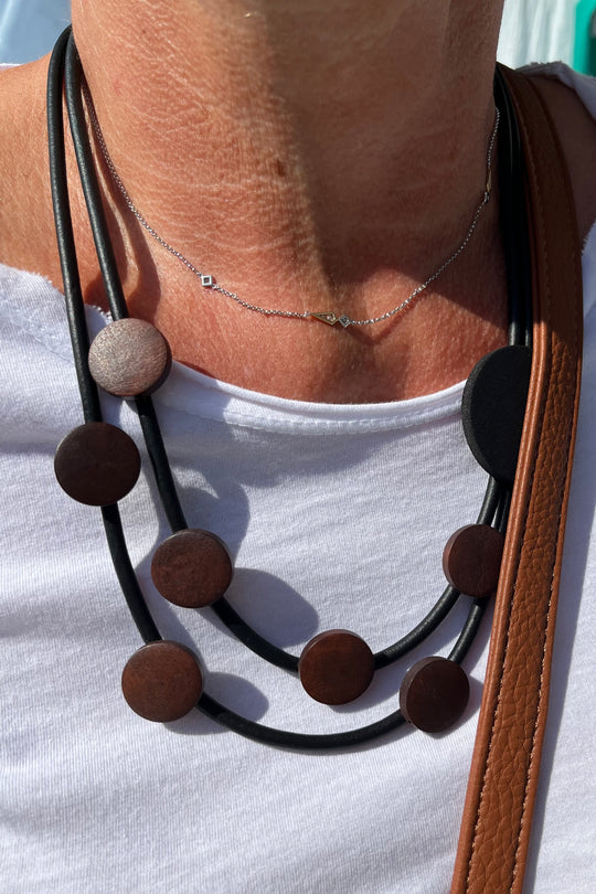 Brown Circle Rubber Necklace