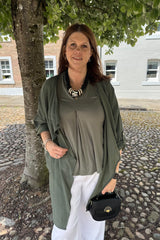 Khaki Green Waterfall Cover Up