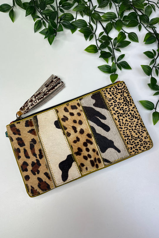 Olive Mixed Animal Print Wallet