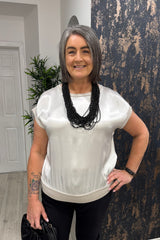 Oyster Boxy Satin Top