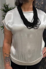 Oyster Boxy Satin Top