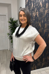Oyster Boxy Satin Top