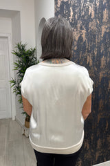 Oyster Boxy Satin Top