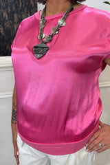 Fuchsia Boxy Satin Top