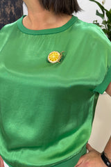 Emerald Boxy Satin Top