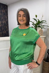 Emerald Boxy Satin Top