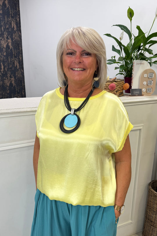 Yellow Boxy Satin Top