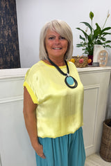 Yellow Boxy Satin Top