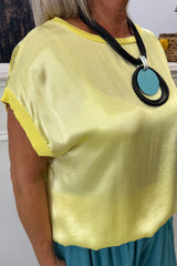 Yellow Boxy Satin Top