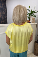 Yellow Boxy Satin Top