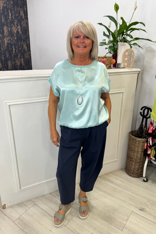 Navy Premium Crop Trouser